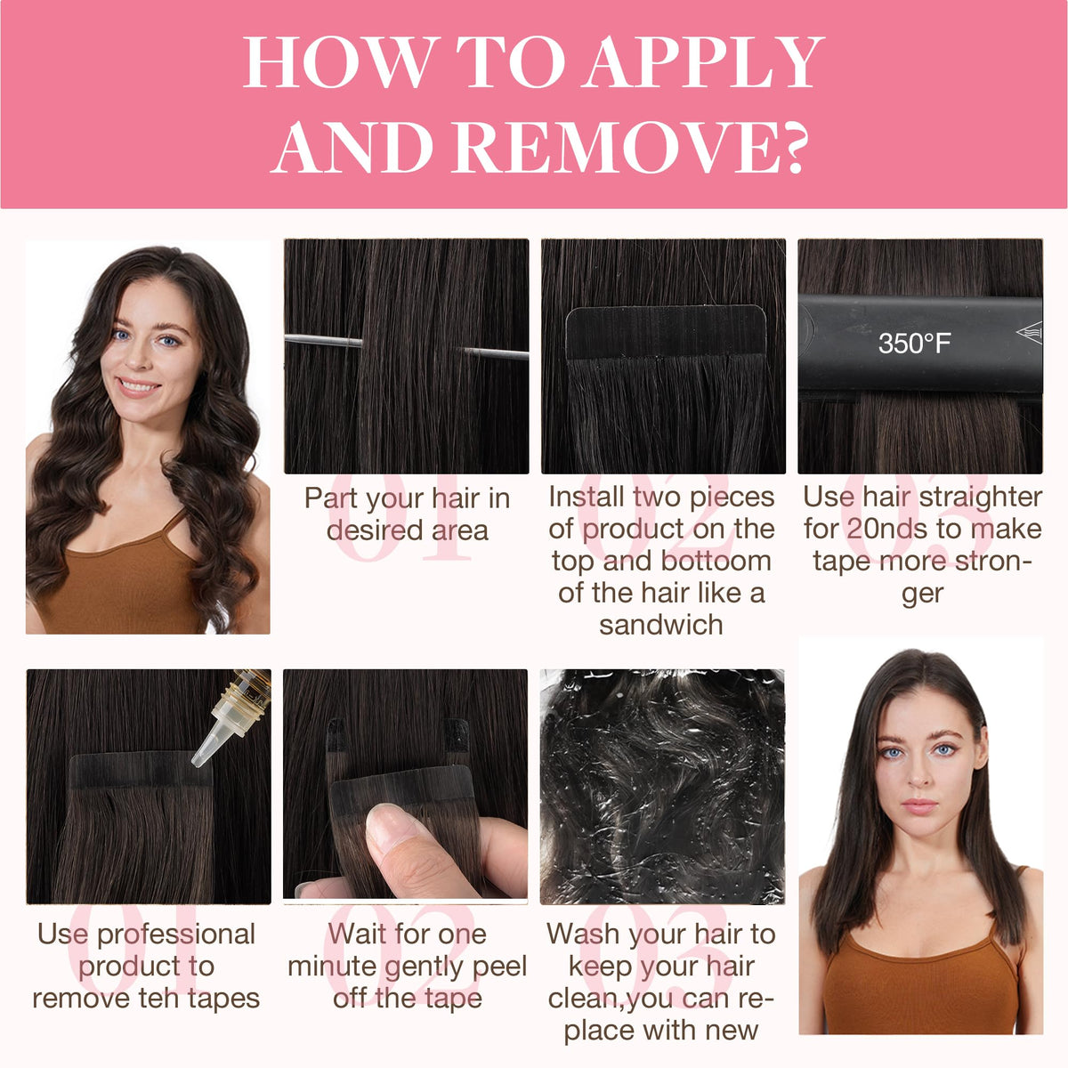 GOO GOO Tape in Hair Extensions showing the tape