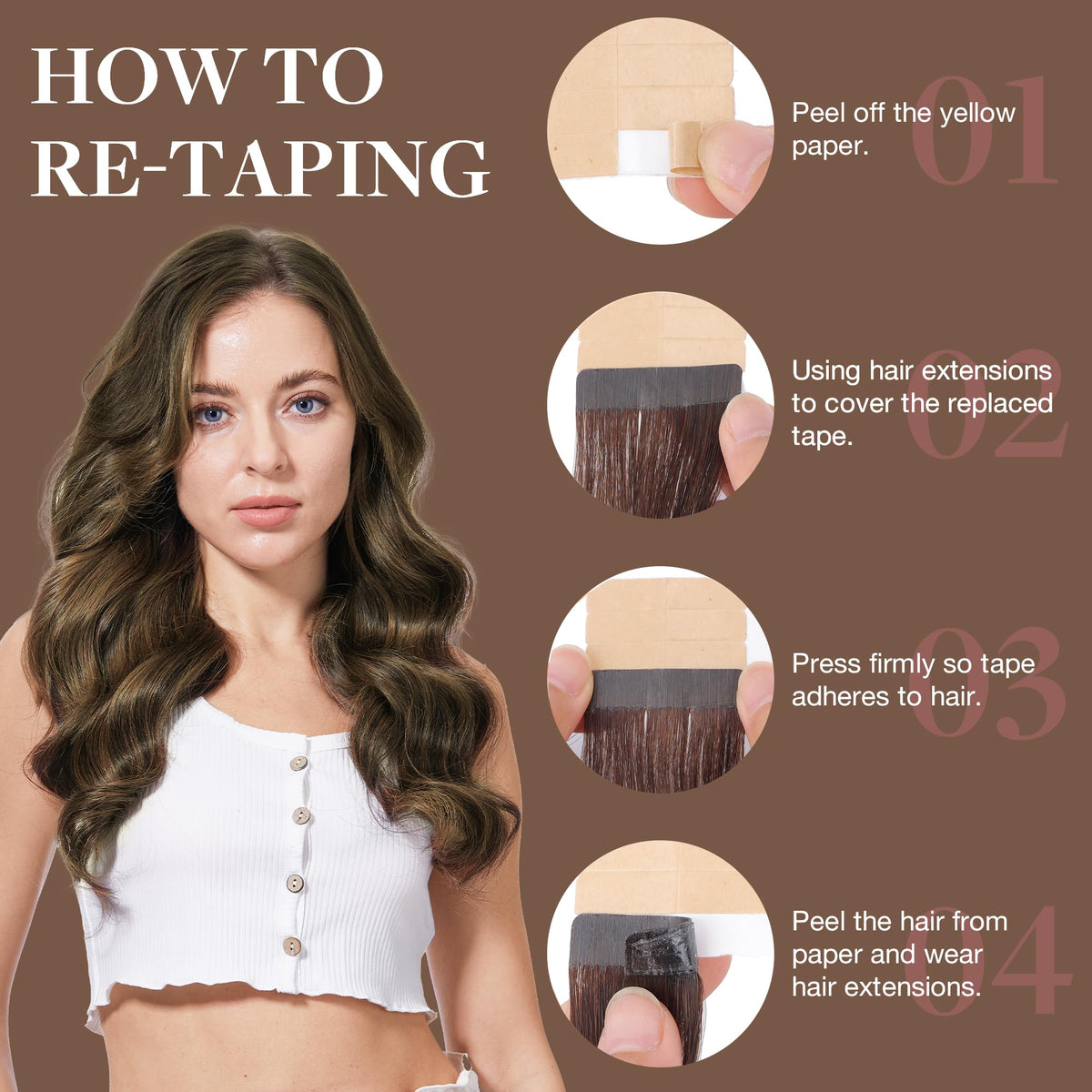 GOO GOO Tape in Hair Extensions silky straight texture
