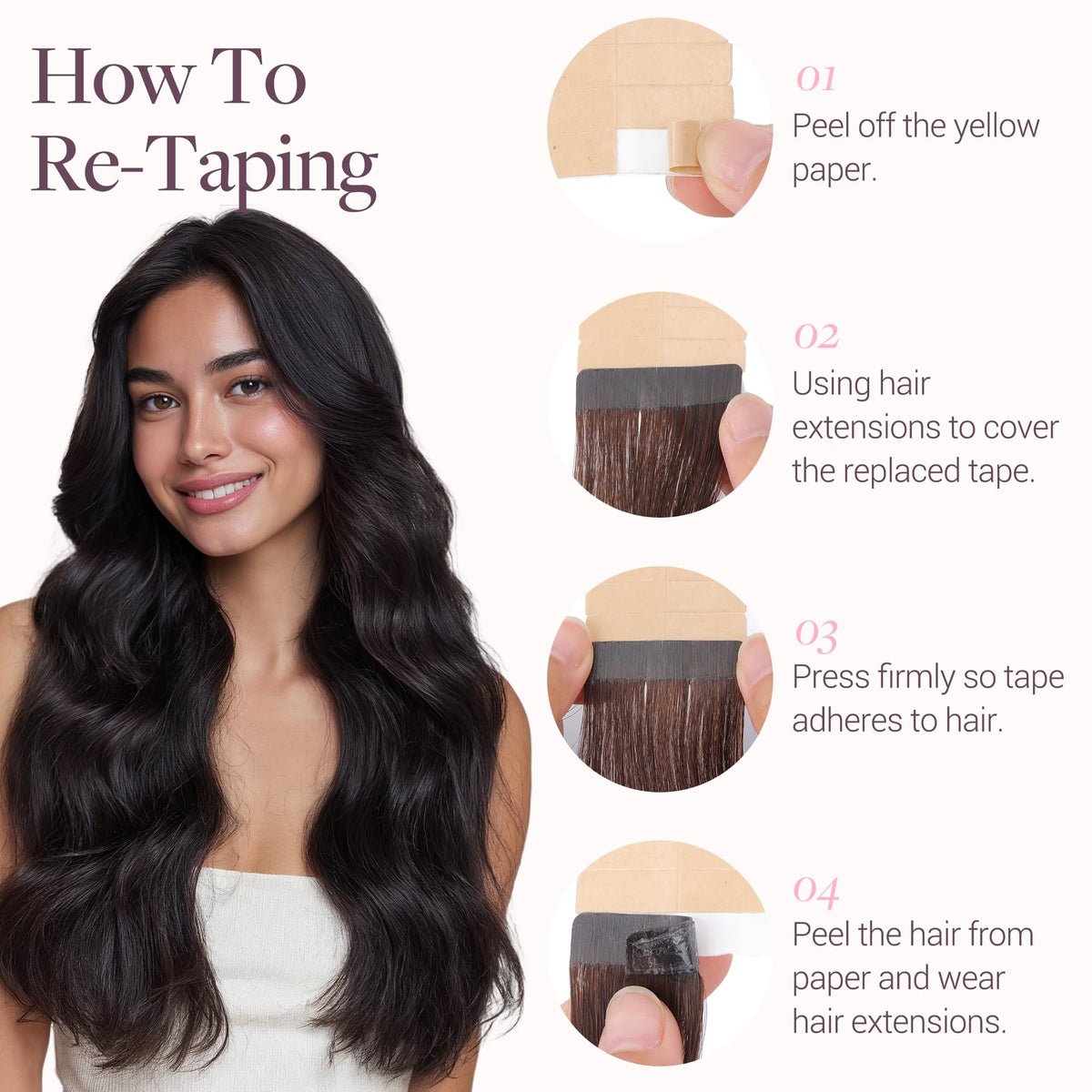 GOO GOO Tape in Hair Extensions smooth texture demonstration