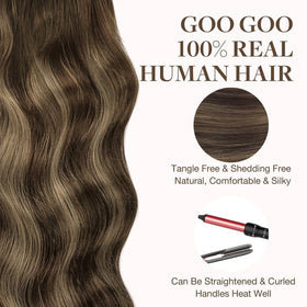 GOO GOO Tape in Hair Extensions styled in loose waves