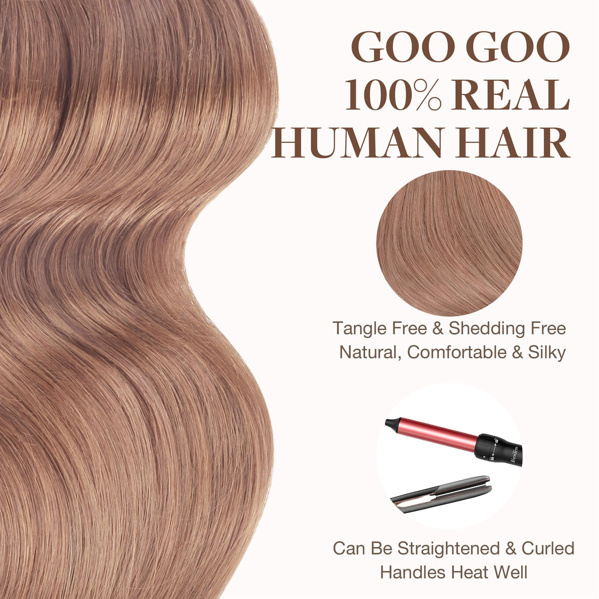 GOO GOO Tape in Hair Extensions styled on a mannequin