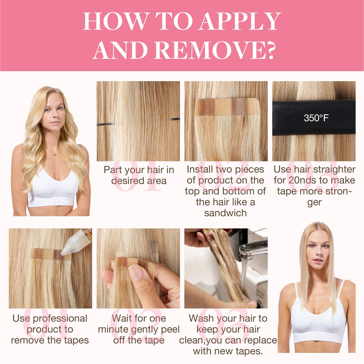 GOO GOO Tape in Hair Extensions styled on a model