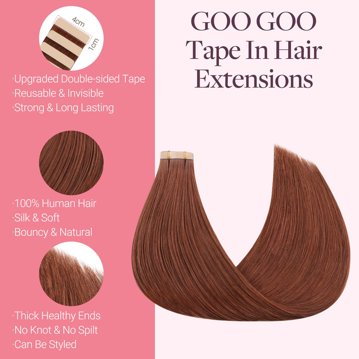 GOO GOO Tape in Hair Extensions styled with curls