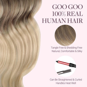 GOO GOO Tape in Hair Extensions styled with curls