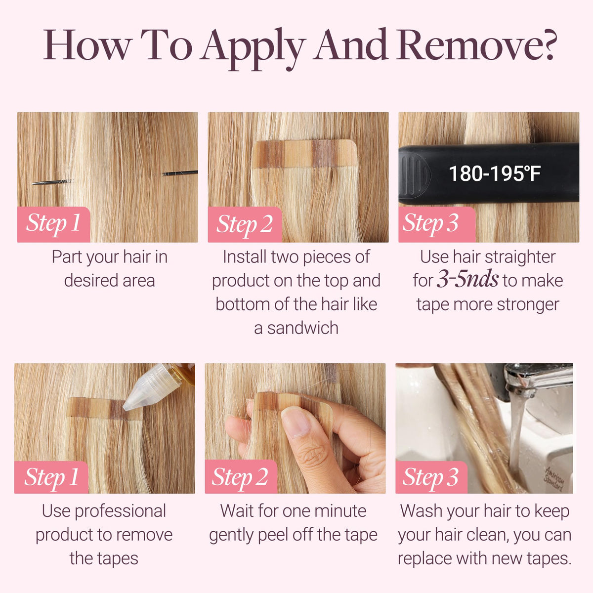 GOO GOO Tape in Hair Extensions texture detail