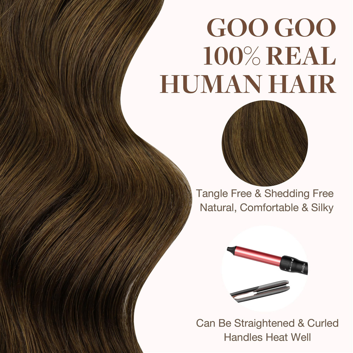 GOO GOO Tape in Hair Extensions with heat styling tools