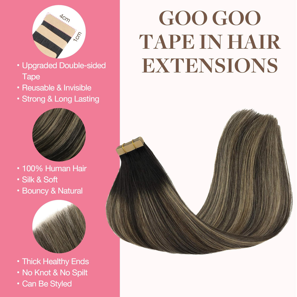 GOO GOO Tape in Hair Extensions with natural blend