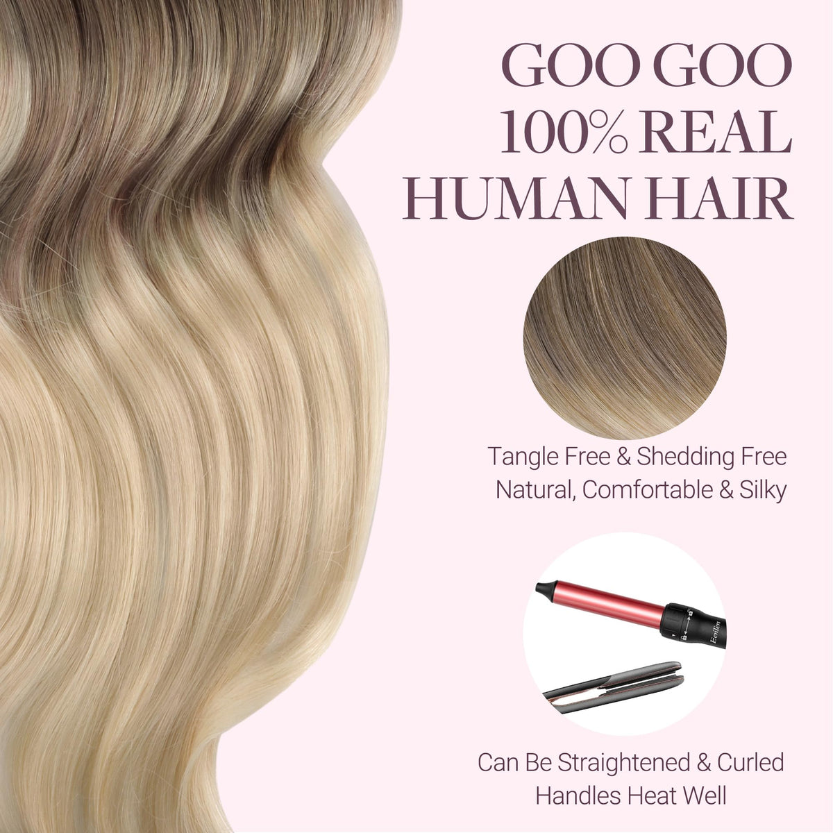 GOO GOO Tape in Hair Extensions with styling tools