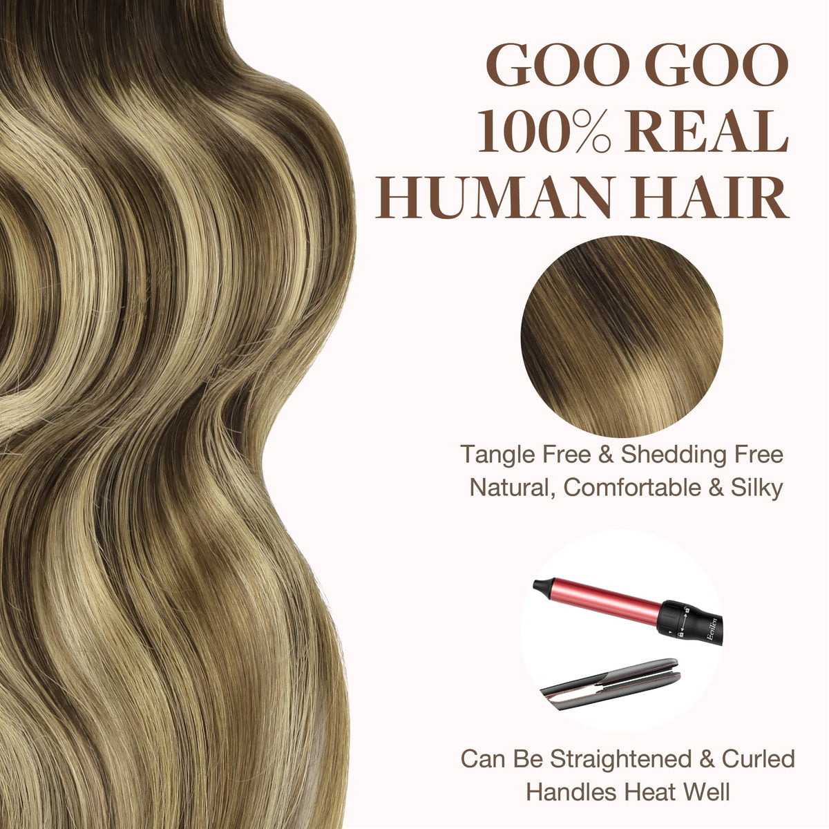 GOO GOO Tape in Hair Extensions with styling tools
