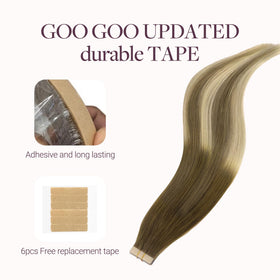GOO GOO Tape in Human Hair Extensions installation process