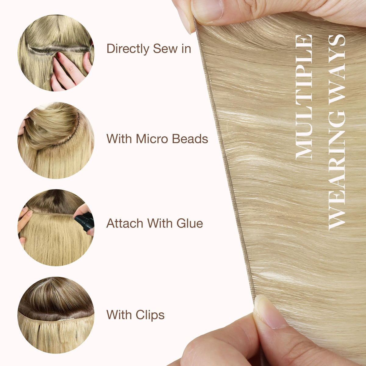 GOO GOO Weft Hair Extensions displayed on a model