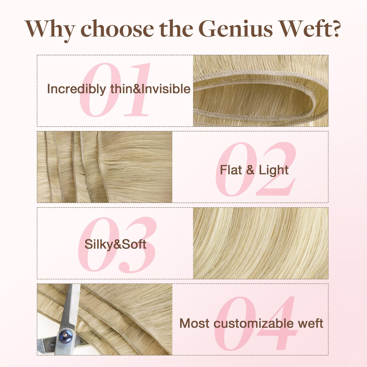 GOO GOO Weft Hair Extensions showing texture