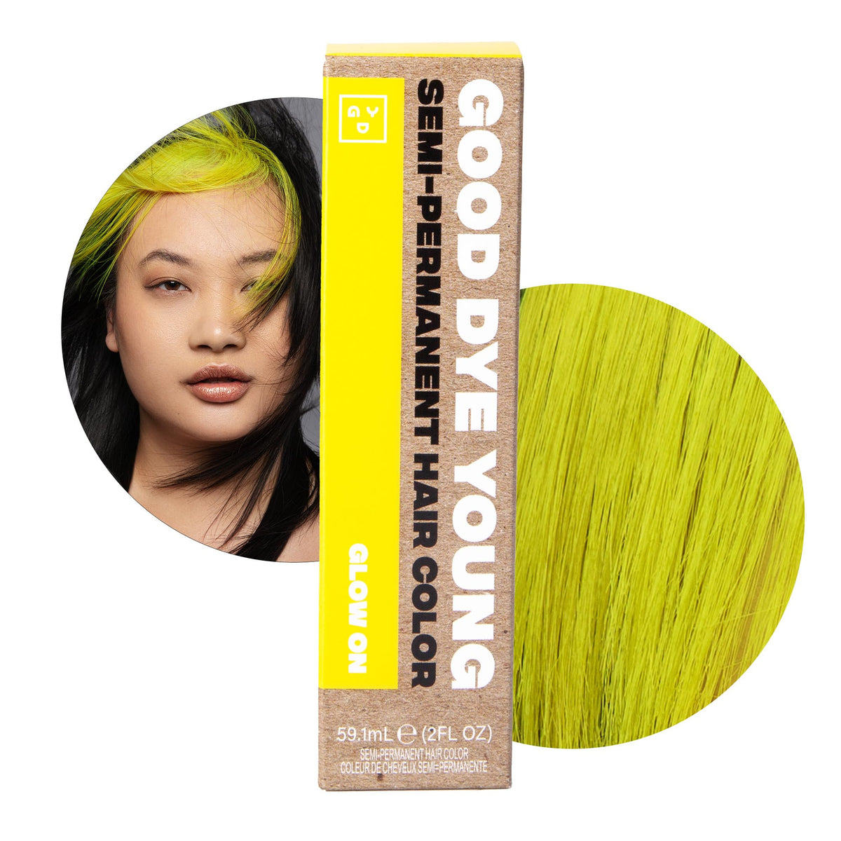 Good Dye Young Glow On Yellow semi-permanent hair color front view
