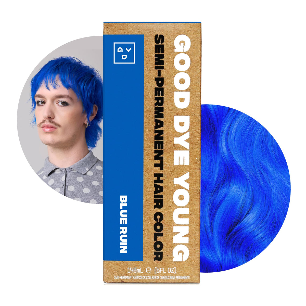 Good Dye Young Semi-Permanent Hair Color Blue Ruin 5 FL OZ front view