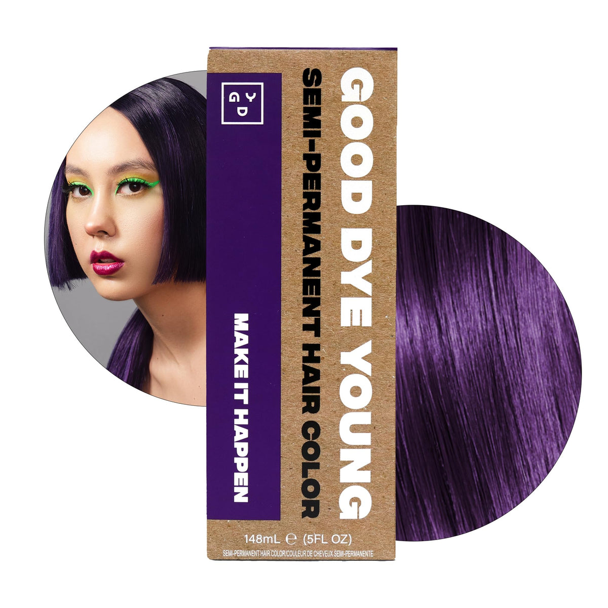 Good Dye Young Semi-Permanent Hair Colour Deep Eggplant Purple 5 FL OZ front view