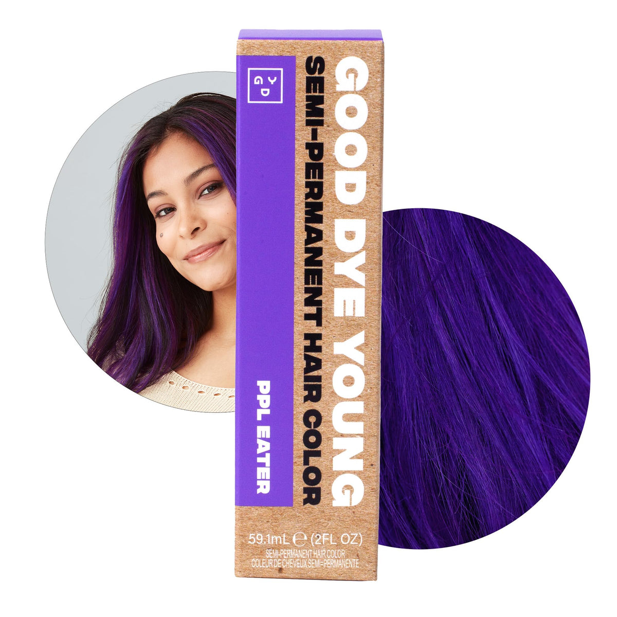 Good Dye Young Streaks and Strands Purple Hair Color tube front view