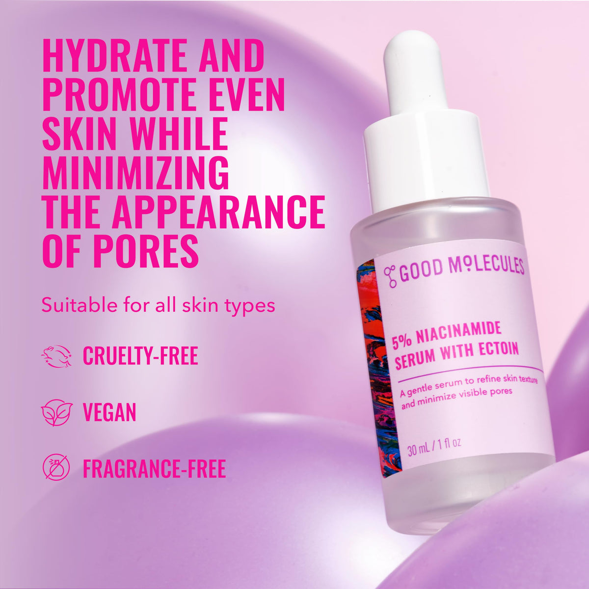 Good Molecules 5% Niacinamide Serum with Ectoin bottle side view