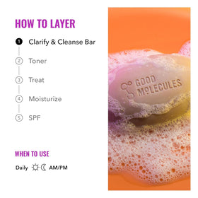 Good Molecules Clarify and Cleanse Bar lathering on skin