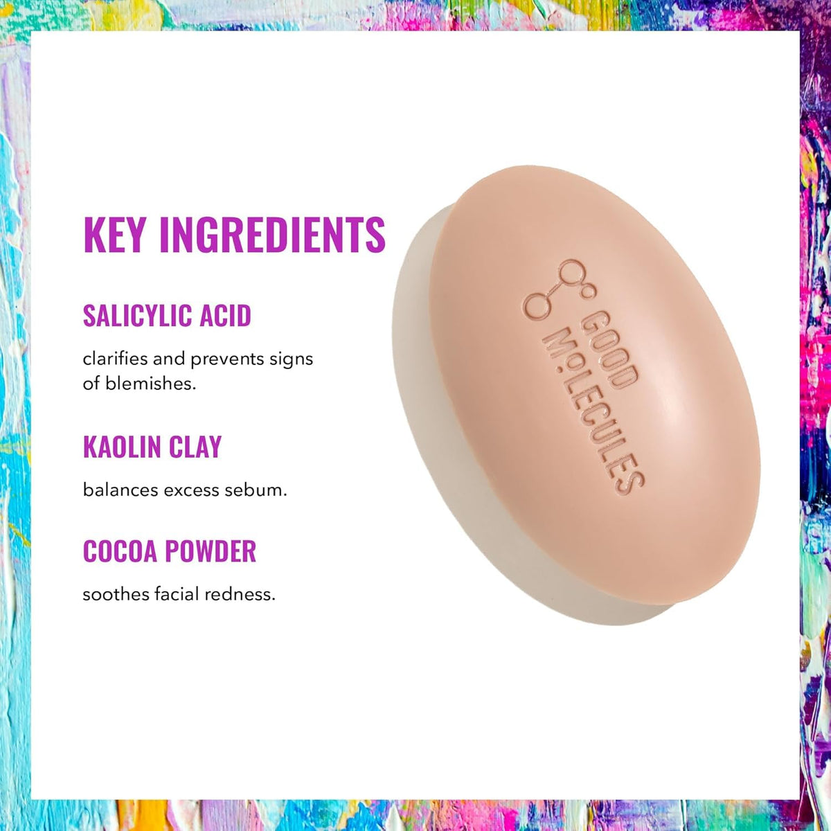 Good Molecules Clarify and Cleanse Bar on a bathroom counter