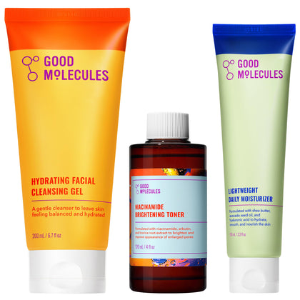 Good Molecules Cleanse, Tone & Moisturize Skincare Set packaging front view