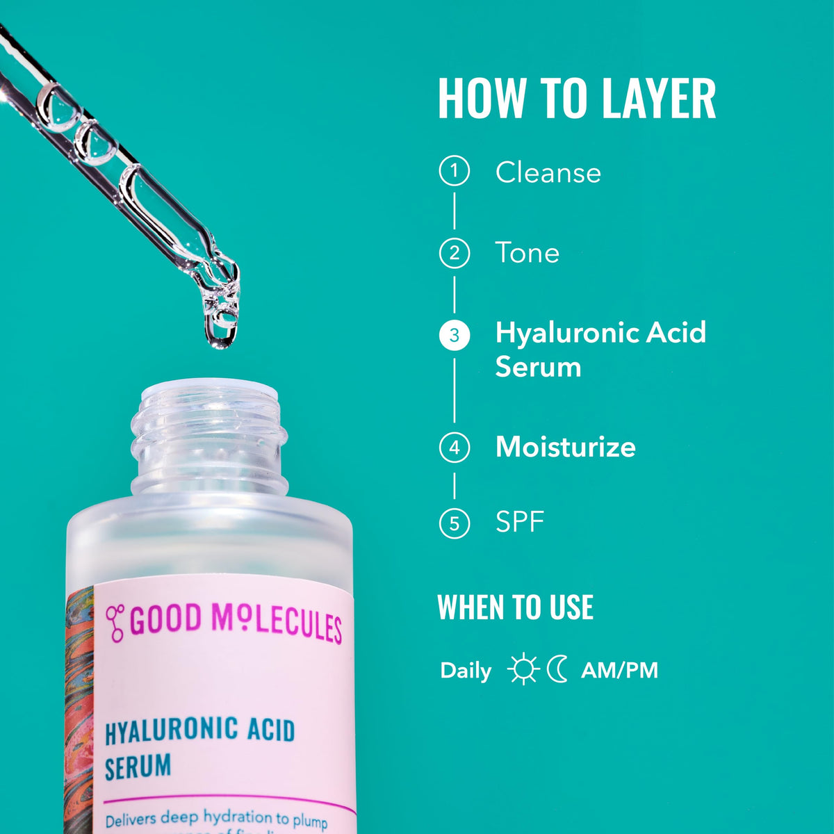 Good Molecules Hyaluronic Acid Serum application on skin