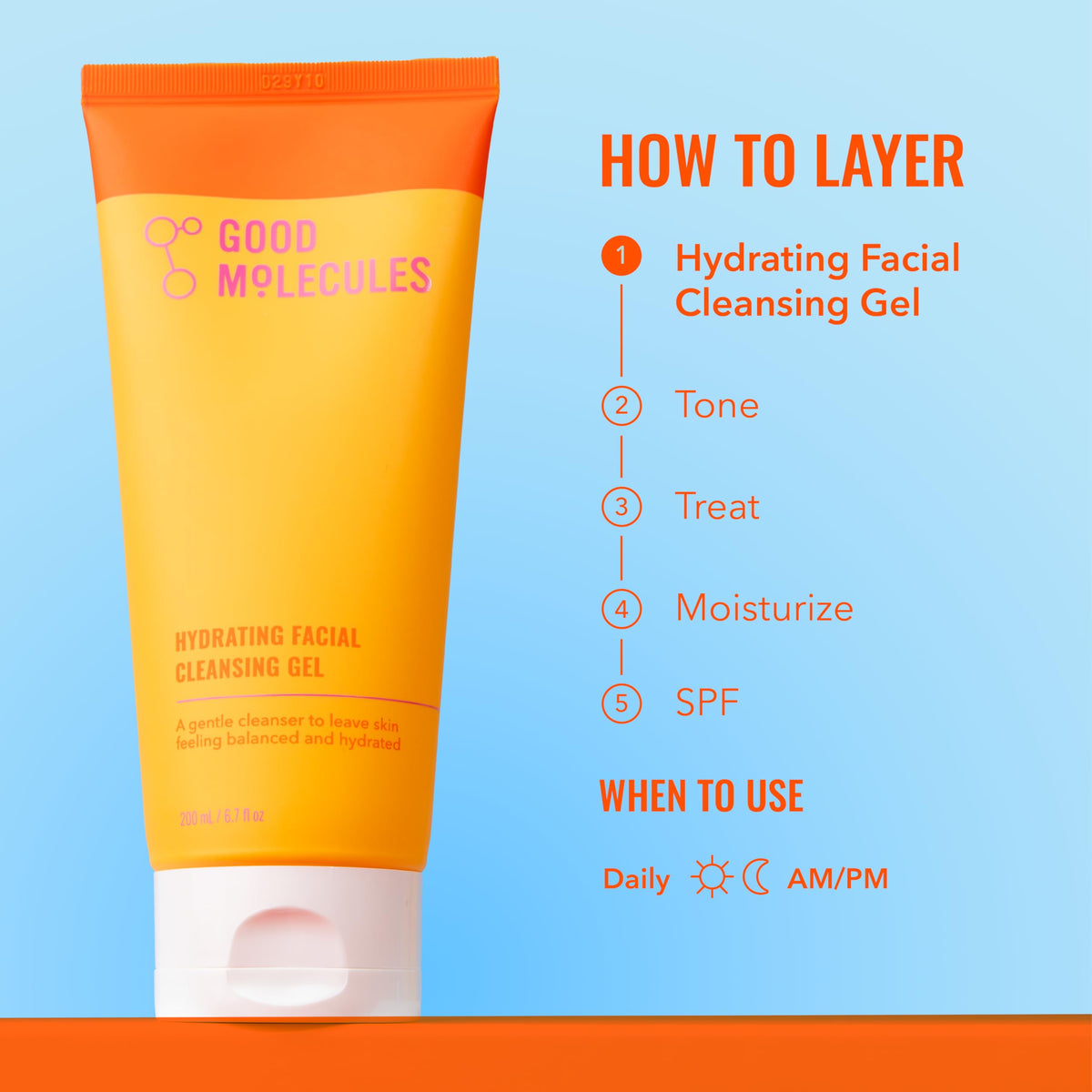 Good Molecules Hydrating Facial Cleansing Gel in a bathroom setting