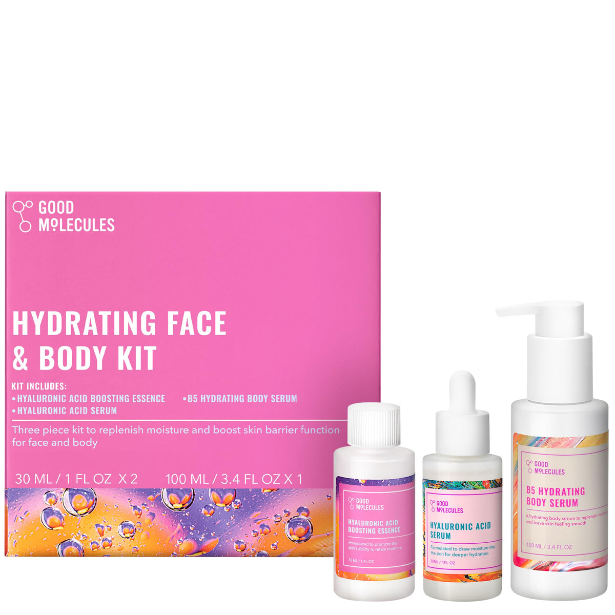 Good Molecules Hydrating Set with three products in gift box