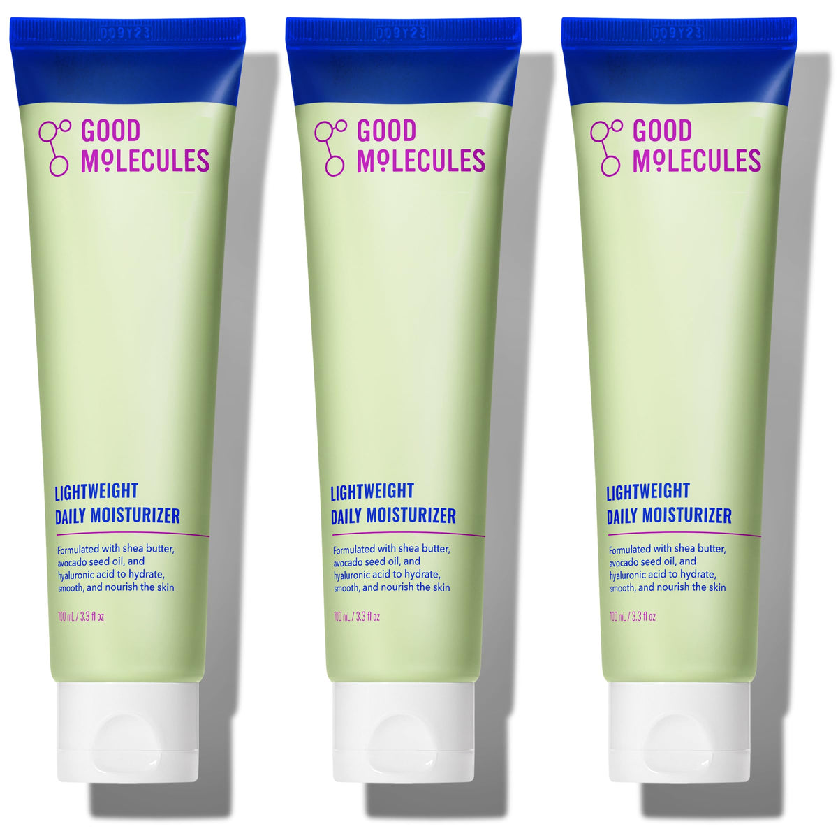 Good Molecules Lightweight Daily Moisturizer front view, three units