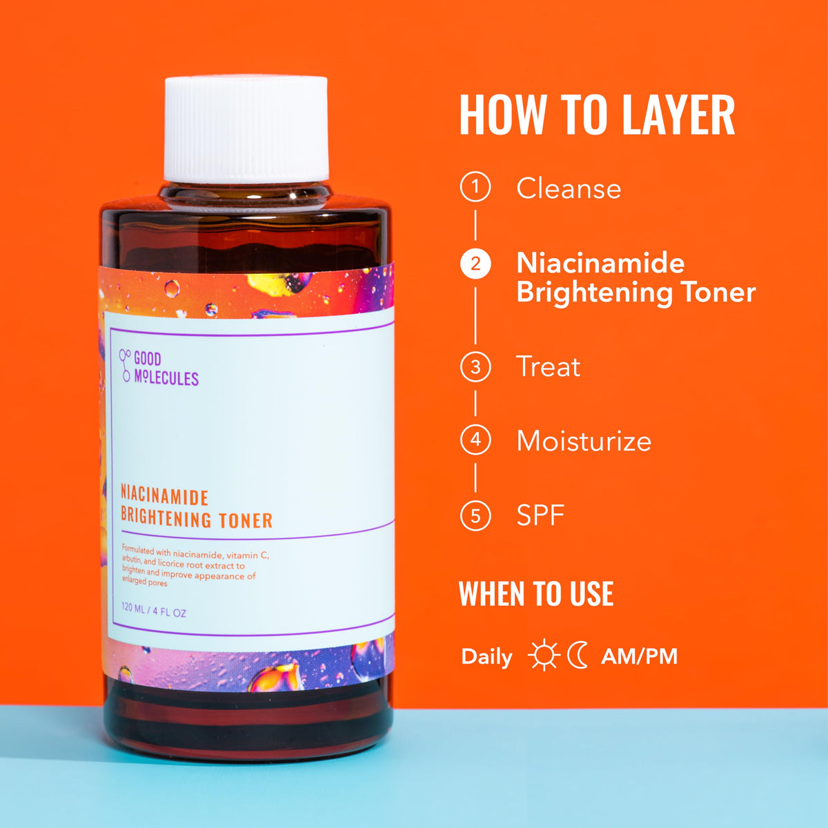 Good Molecules Niacinamide Brightening Toner with ingredients displayed