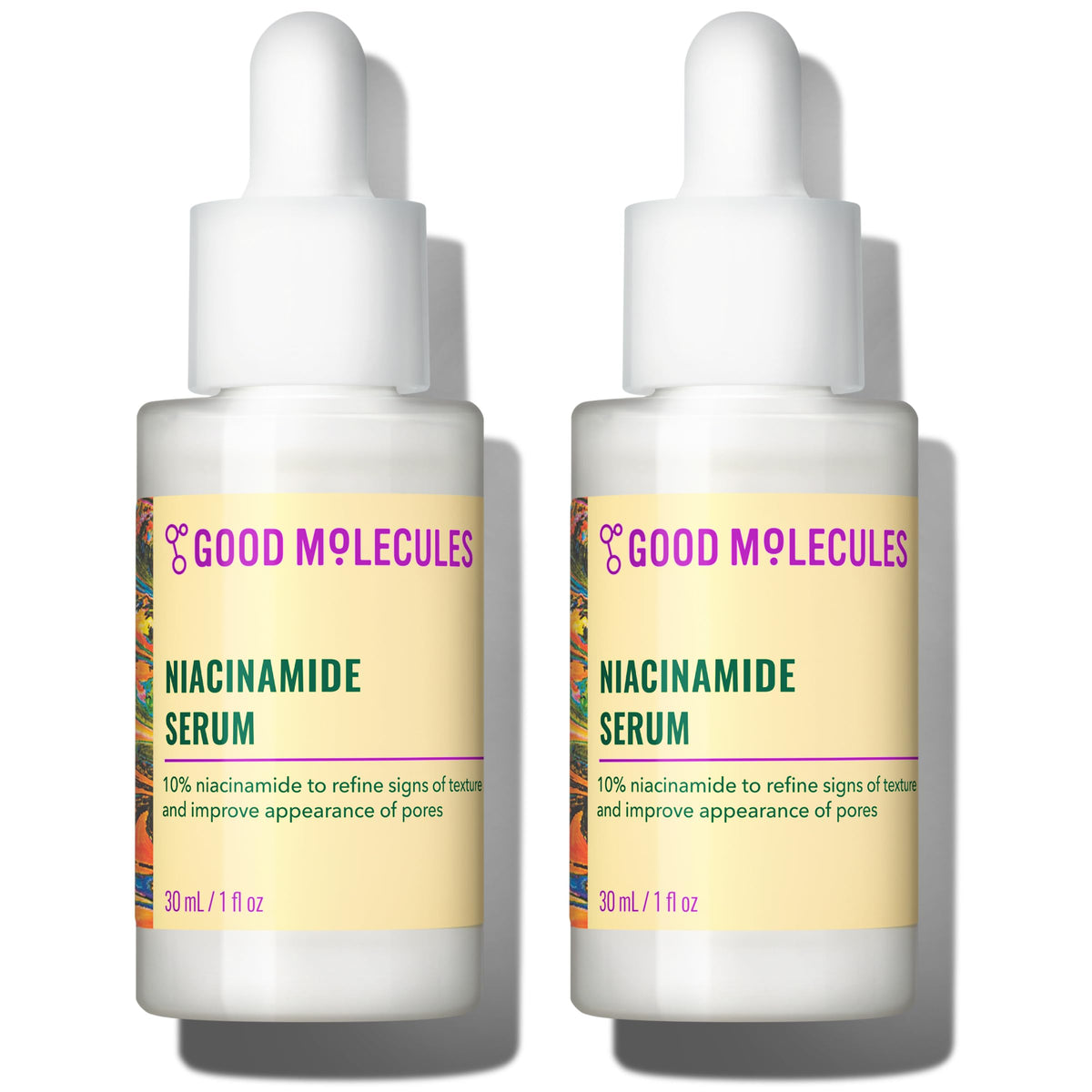 Good Molecules Niacinamide Serum Pack 2 front view, 60 ml bottles