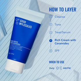 Good Molecules Rich Cream on a bathroom counter