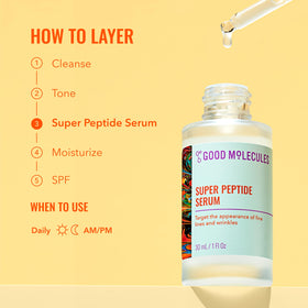 Good Molecules Super Peptide Serum back view with ingredients