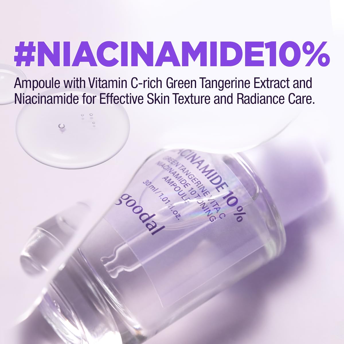 GOODAL Green Tangerine Vita C Niacinamide 10 Toning Ampoule texture on hand