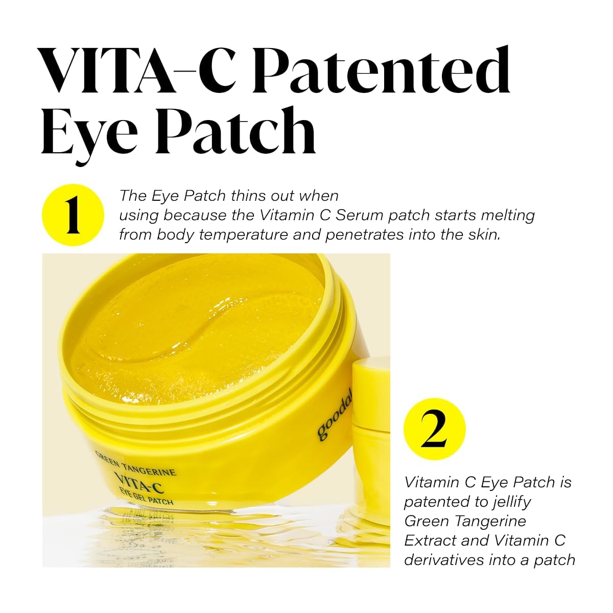 GOODAL Green Tangerine Vitamin C Eye Patches in use on model