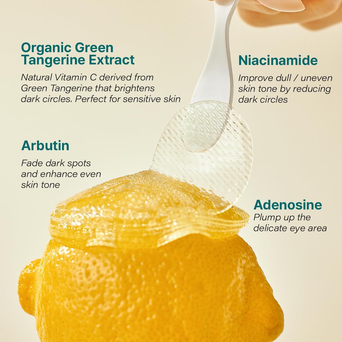 GOODAL Green Tangerine Vitamin C Eye Patches texture on skin