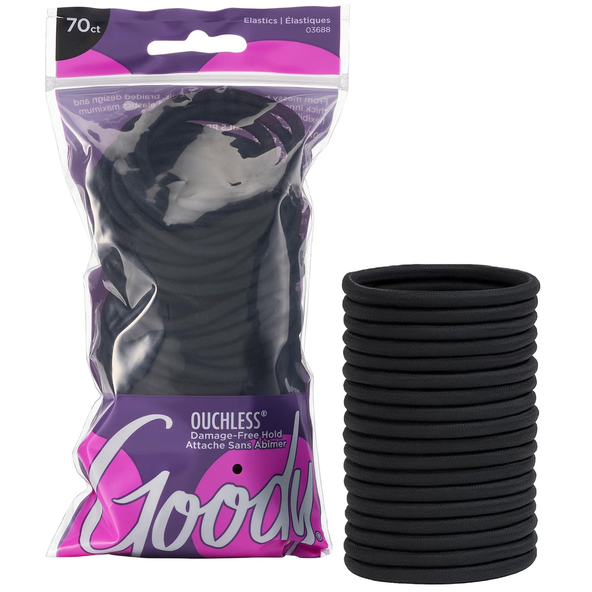 GOODY Ouchless Hair Elastics black pack front view