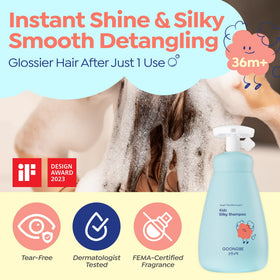 GOONGBE Kids' Silky Shampoo back view with ingredient list