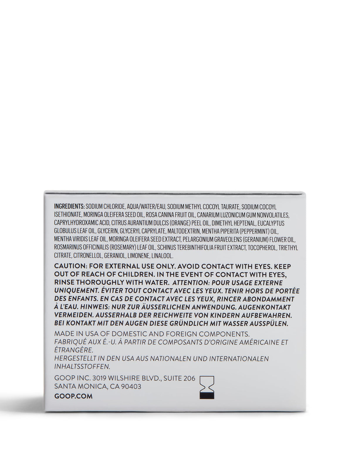 goop Scalp Scrub Shampoo packaging details and dimensions