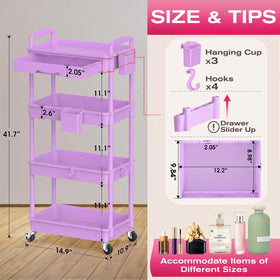 Goovilla Rolling Makeup Organizer Cart side view showcasing tiers