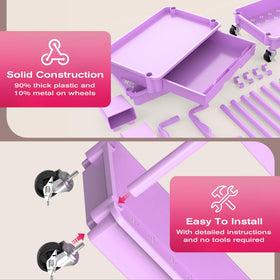 Goovilla Rolling Makeup Organizer Cart wheels for easy mobility