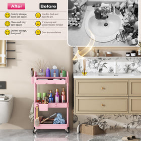 Goovilla Rolling Makeup Organizer Cart with hooks and cups