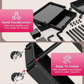 Goovilla Rolling Makeup Organizer Cart with hooks and cups for storage