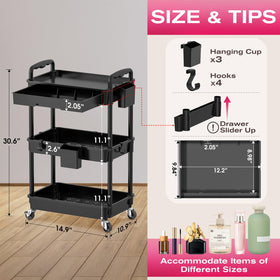 Goovilla Rolling Makeup Organizer Cart with open tiers displaying cosmetics