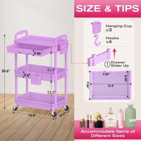 Goovilla Rolling Makeup Organizer Cart with removable drawer
