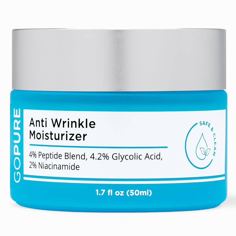 goPure Glyco-Peptide Anti Wrinkle Face Cream on a bathroom counter