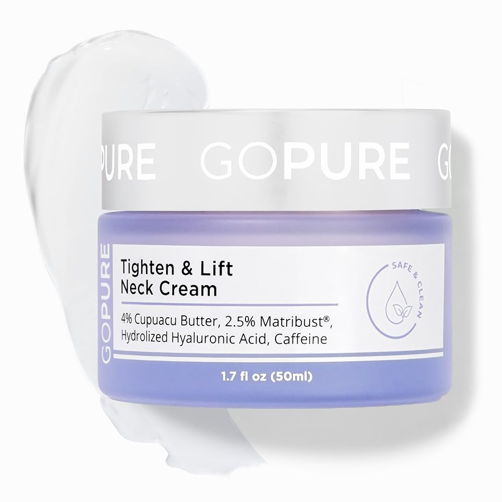 goPure Neck & Chest Moisturizer Cream in a skincare routine setup