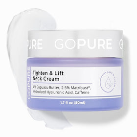 goPure Neck & Chest Moisturizer Cream in a skincare routine setup