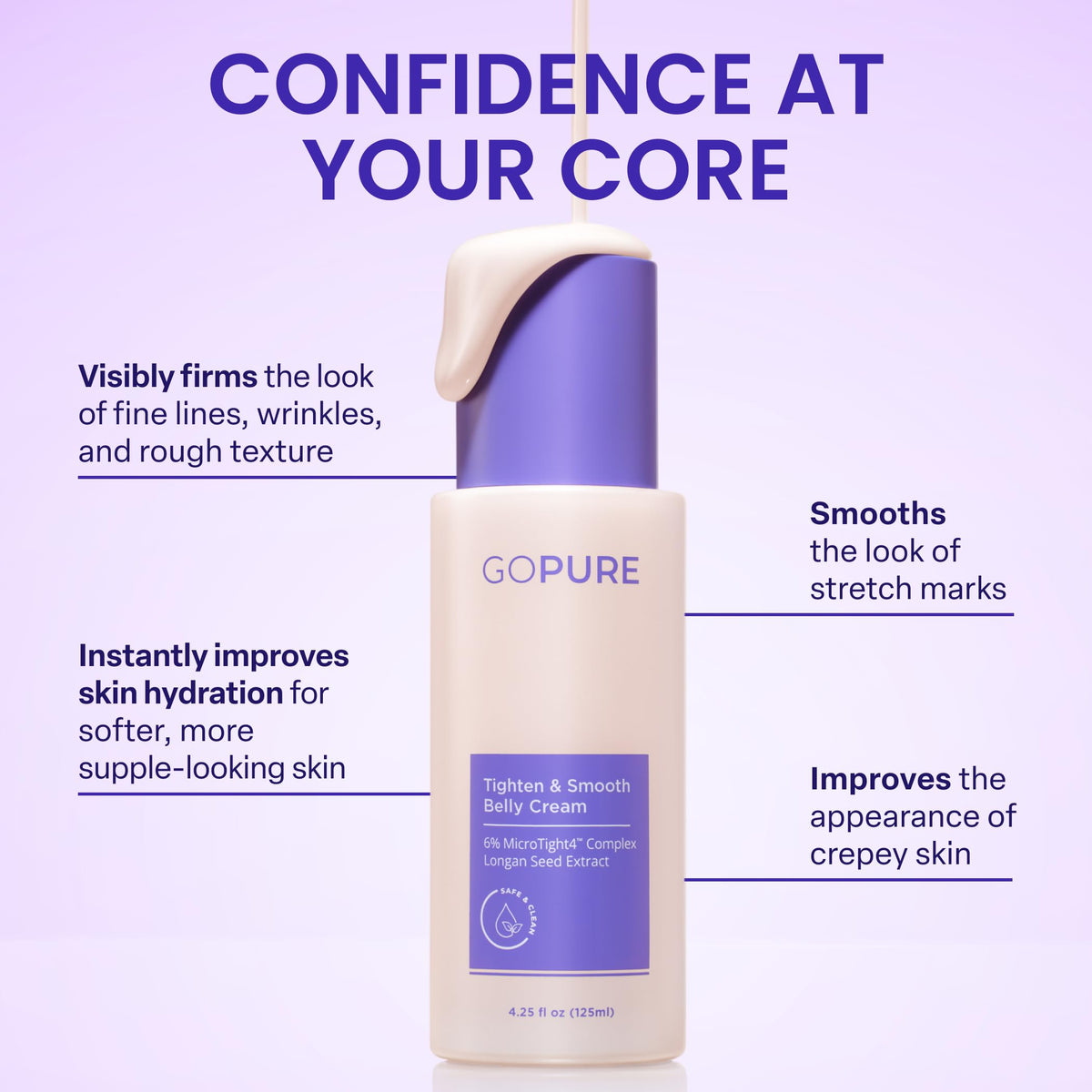 goPure Tighten & Smooth Belly Cream packaging side view