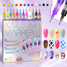 Gorvalin 12-Color Nail Art Pens set front view with vibrant colours
