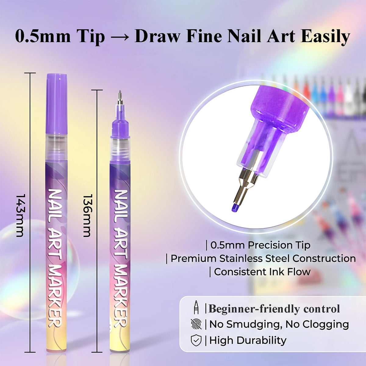 Gorvalin nail art pen being used for DIY manicure